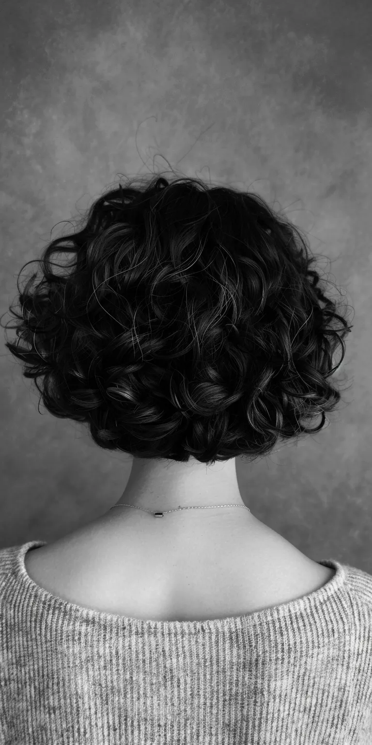 hair styles for short curly Ringlets, Digital perm, Asymmetric cut, Japanese women's hairstyles, Bob cut