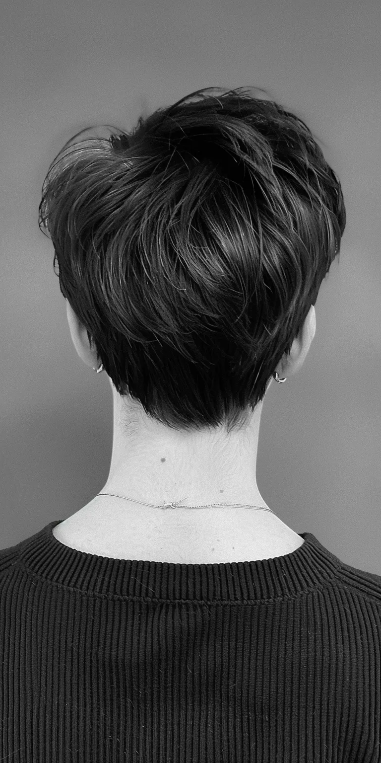 short hair styles Asymmetric cut, Short brush Tonsure, back and sides, Pixie cut