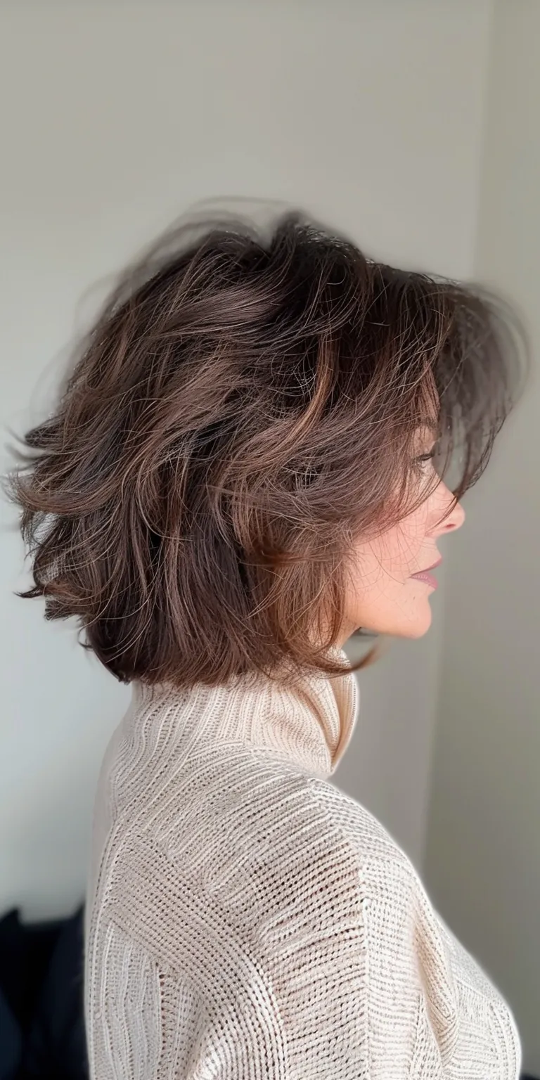 lisa rinna hairstyles Layered hair, Asymmetric cut, Digital perm, Short brush Professional cut