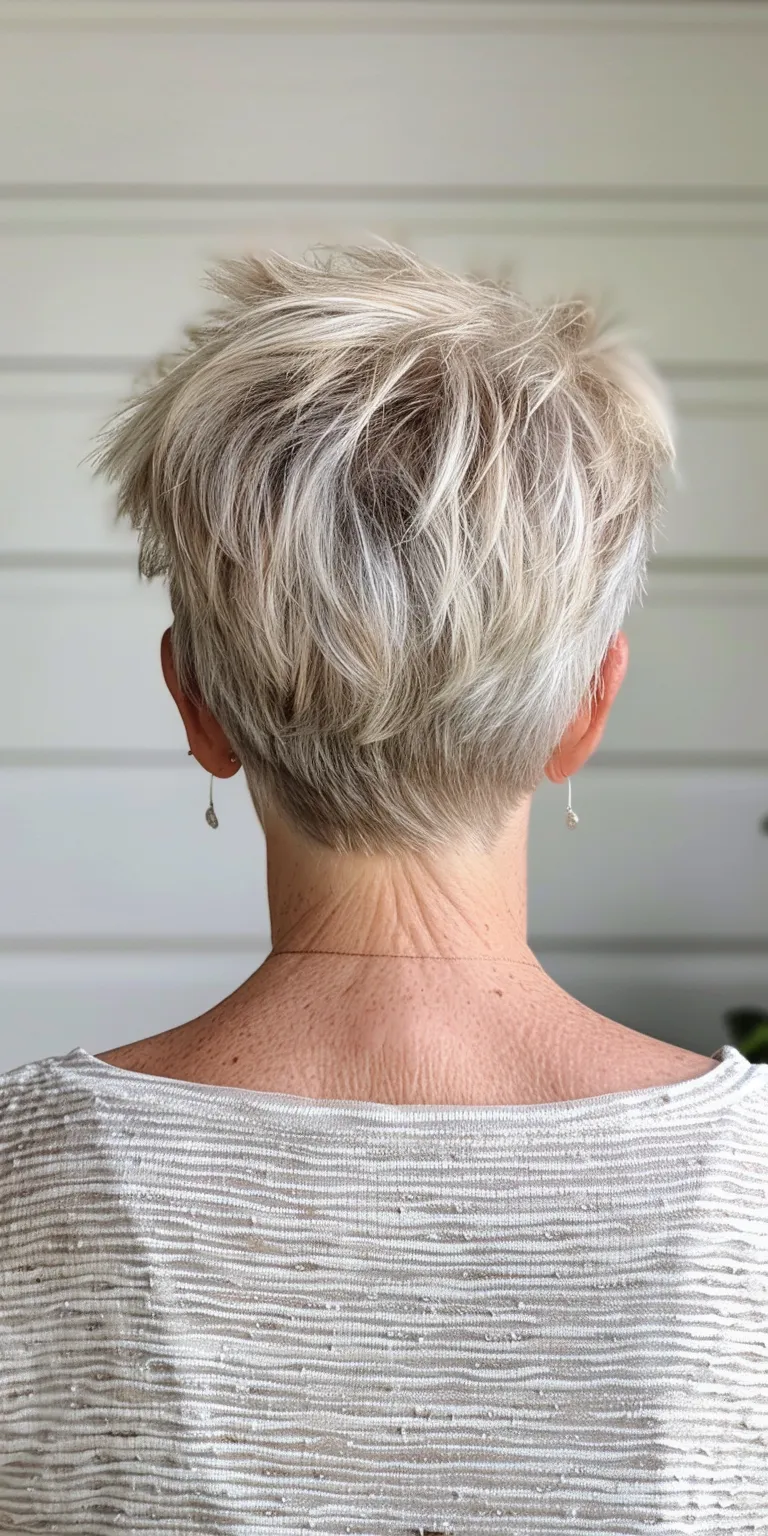 short hairstyles for women over 50 Short brush cut, Asymmetric Pixie Digital perm, Professional cut