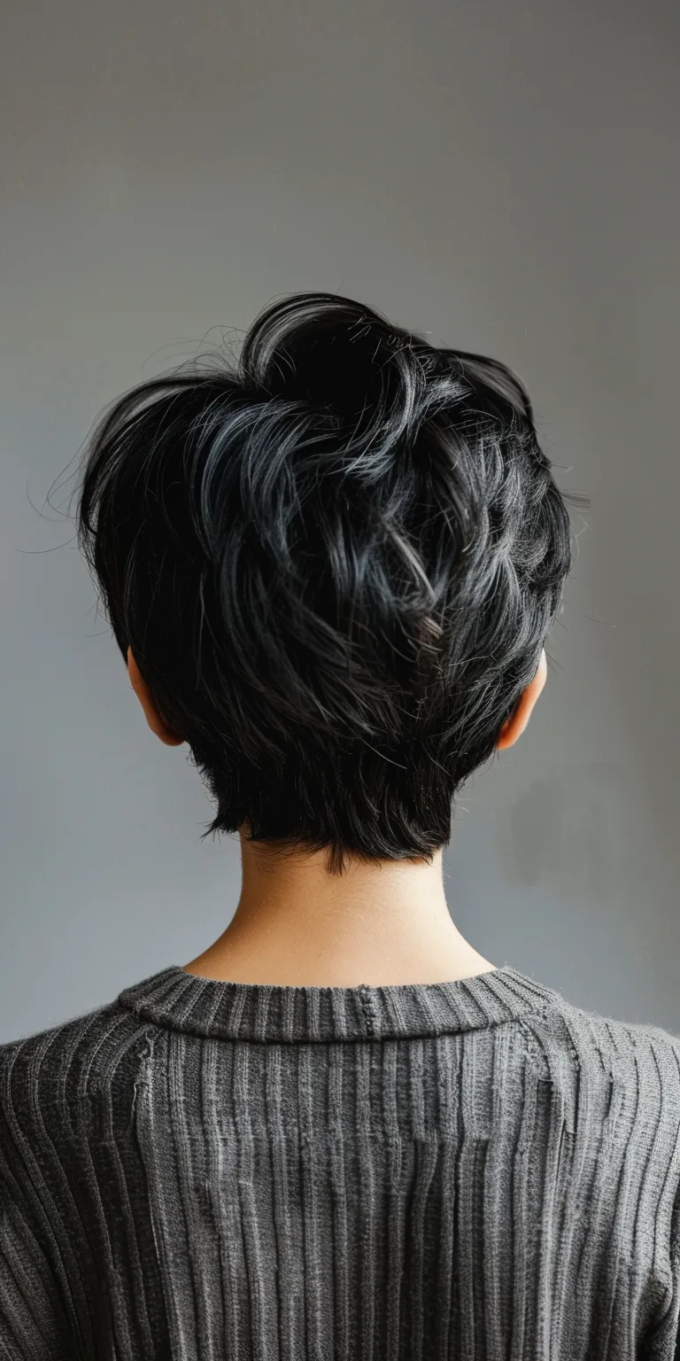 hairstyles for short hair Asymmetric cut, Japanese women's hairstyles, Chignon, Layered hair, Updo