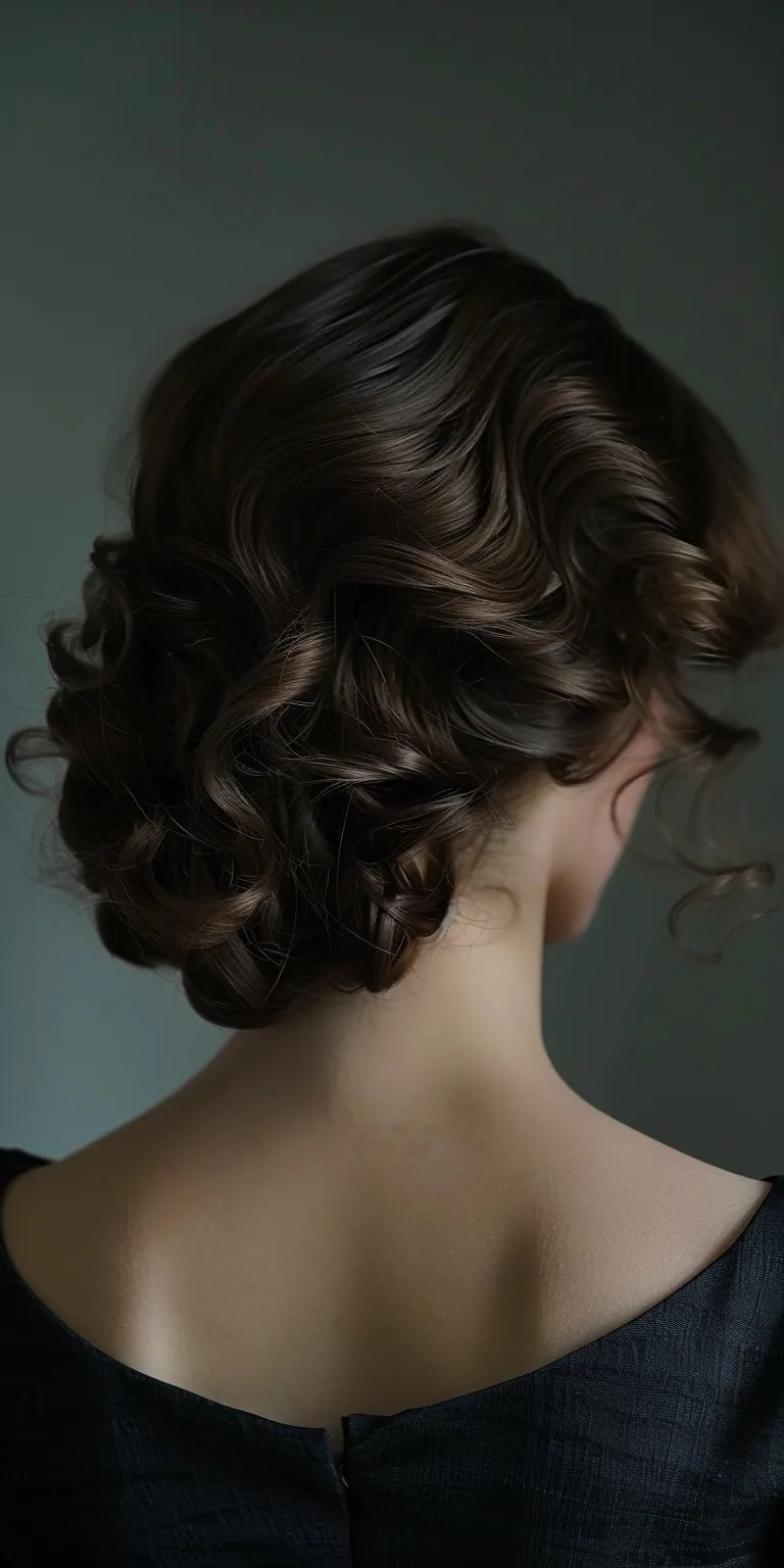 40s hairstyles Milkmaid braid, Updo, Chignon, Finger wave, Historical Christian