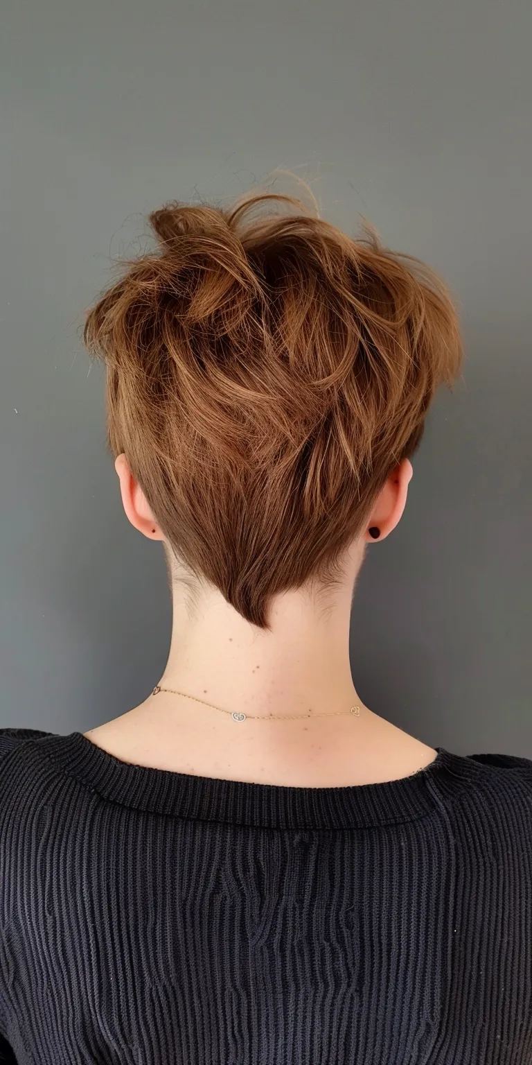 pixie hairstyles Asymmetric cut, Short brush Professional Digital perm, Pixie cut