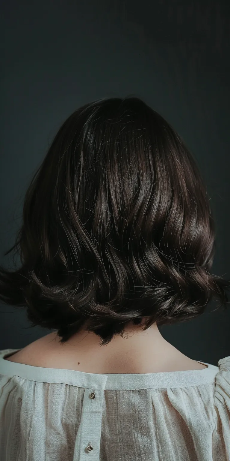 hairstyles for shoulder length hair Asymmetric cut, Bob Finger wave, Layered hair, Digital perm