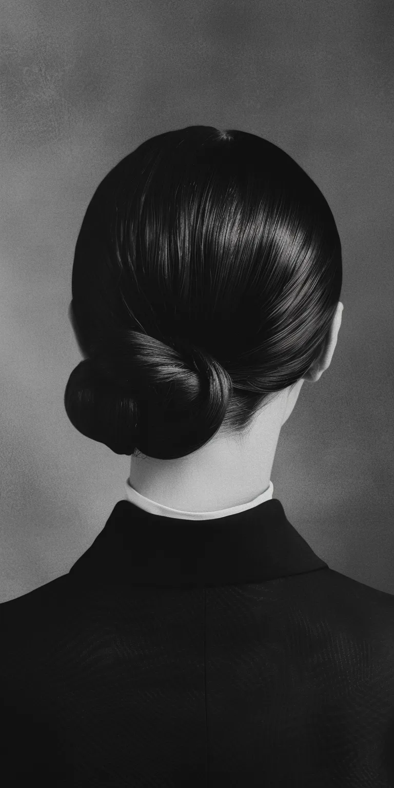 slick back hairstyle Chignon, Japanese women's hairstyles, Updo, French twist, Historical Christian hairstyles