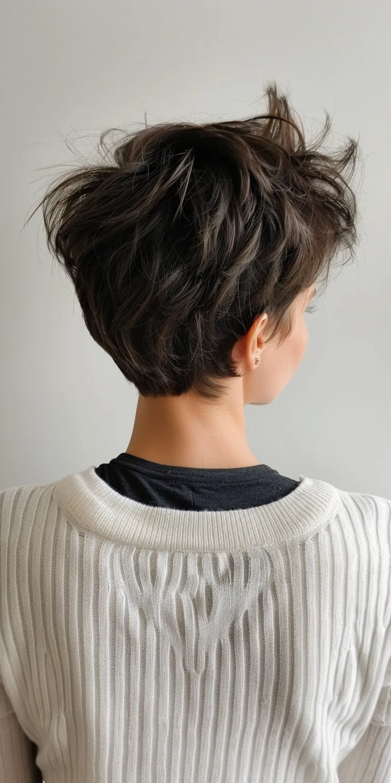 short thick hairstyles Asymmetric cut, Layered hair, Updo, Short brush Chignon