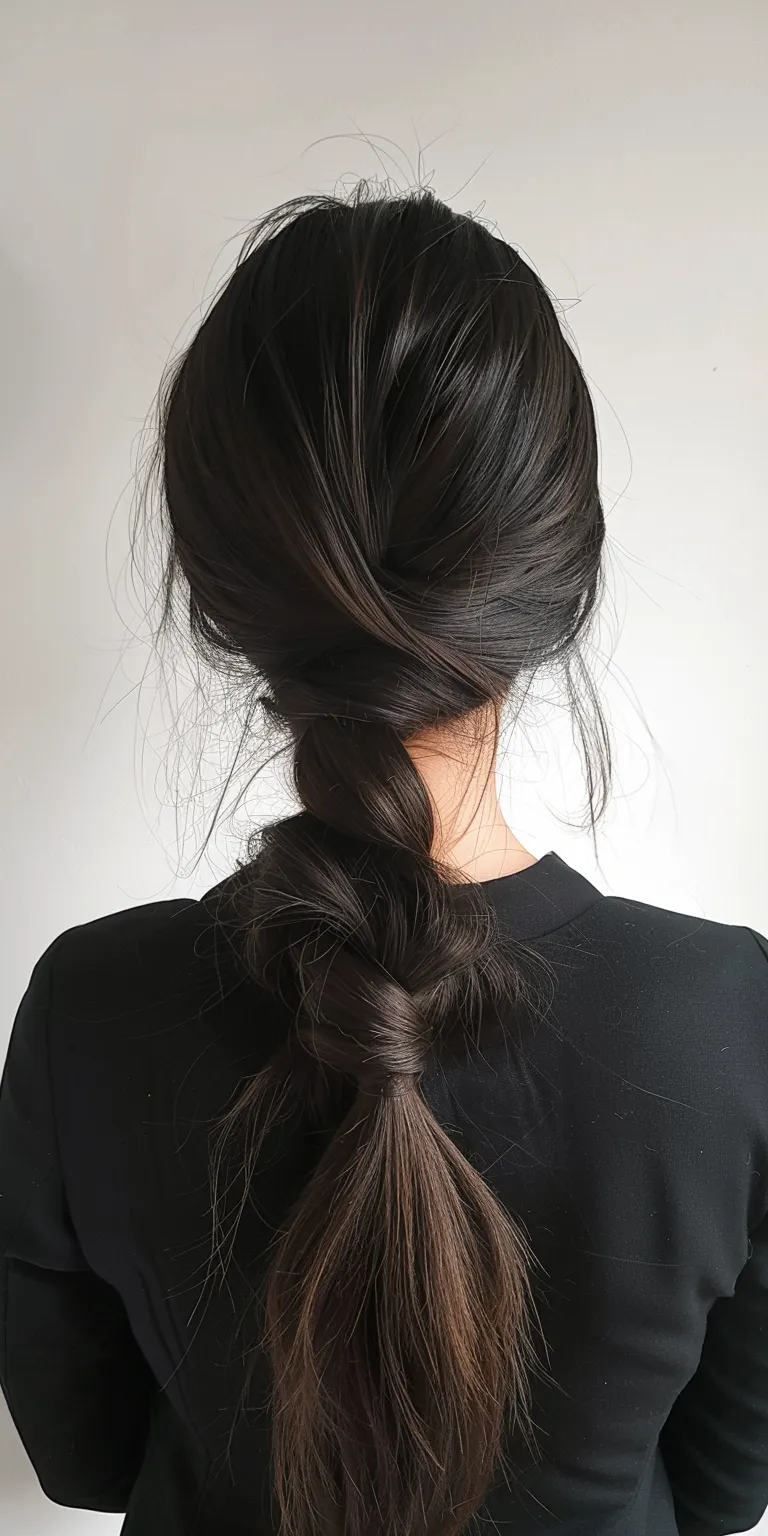 pony tails hair styles French twist, braid, Chignon, Waterfall braids, Japanese women's hairstyles