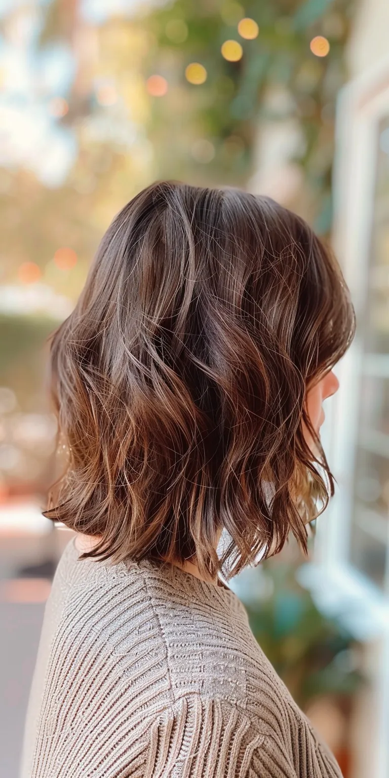 below shoulder length haircuts Layered hair, Asymmetric cut, Digital perm, Bob Professional cut