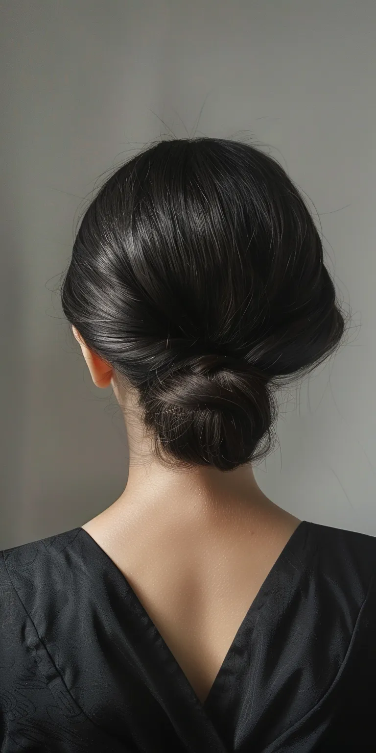 hairdo simple Chignon, Japanese women's hairstyles, Updo, French twist, Ballerina bun