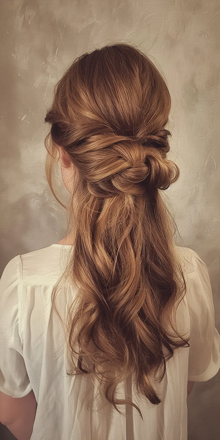 half up hairstyles Updo, Milkmaid braid, French twist, Chignon, Ballerina bun