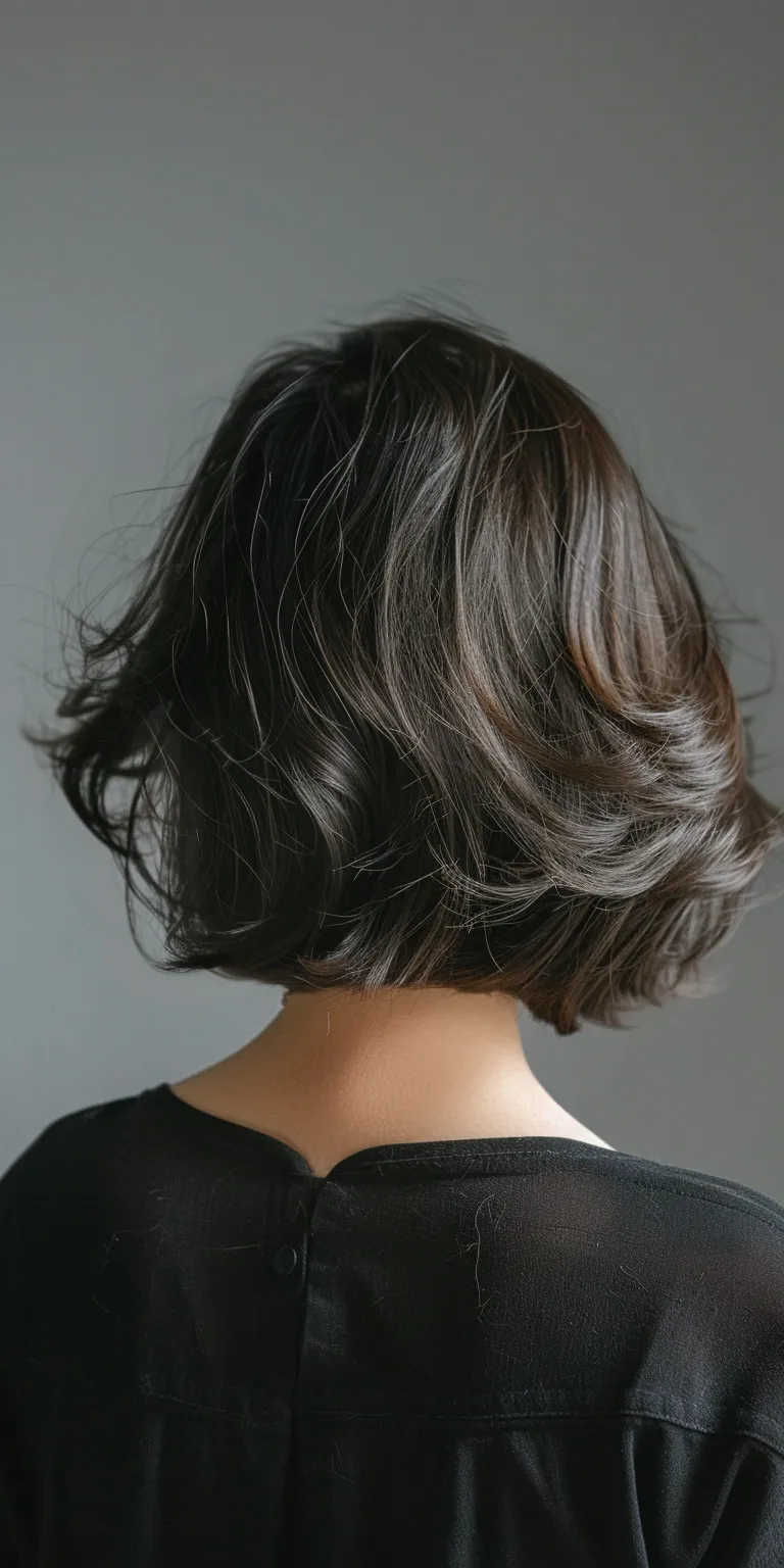 hairstyle for fat face Asymmetric cut, Layered hair, Bob Japanese women's hairstyles, Digital perm