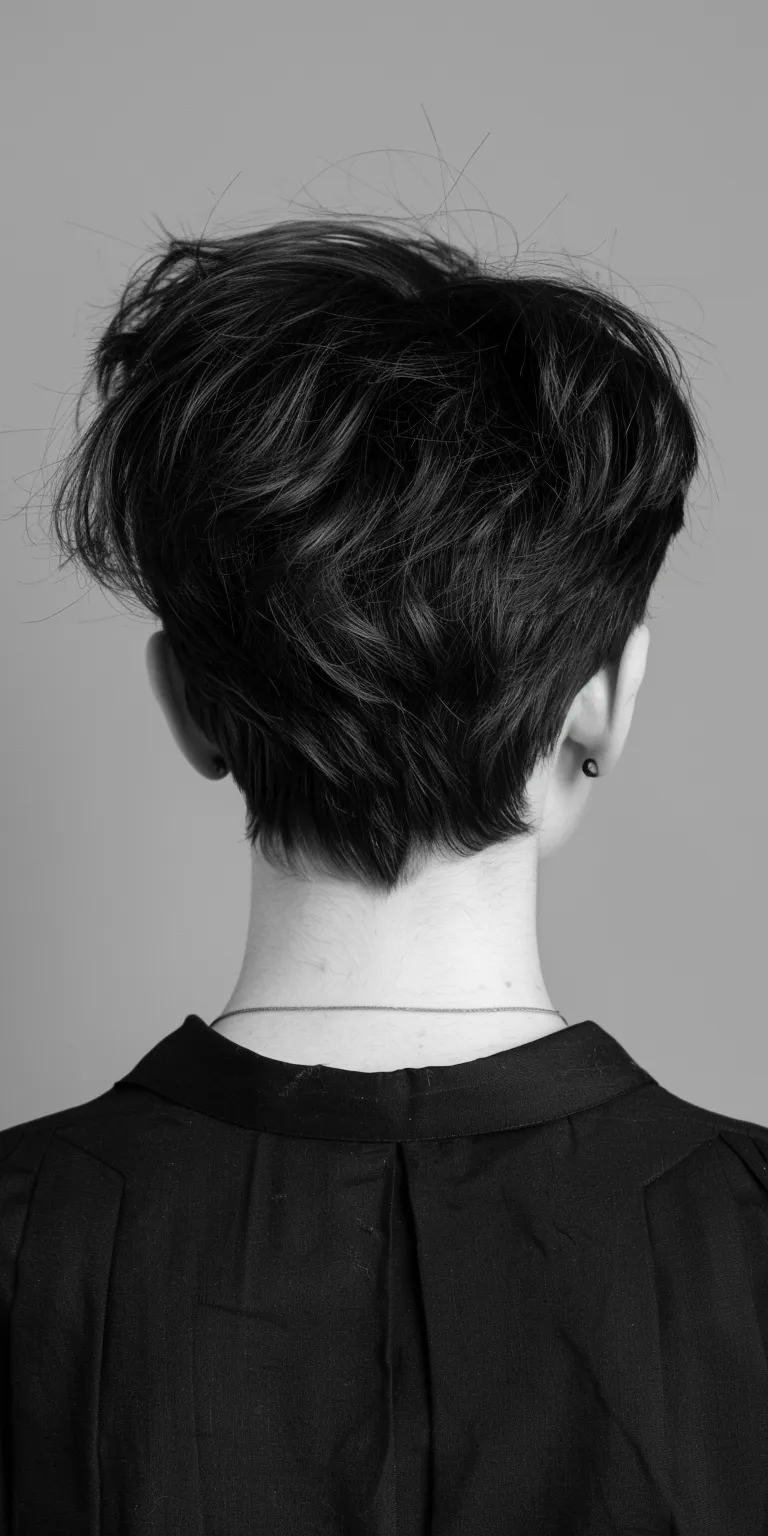 short choppy hairstyles Asymmetric cut, Short brush Chignon, Pixie Pompadour