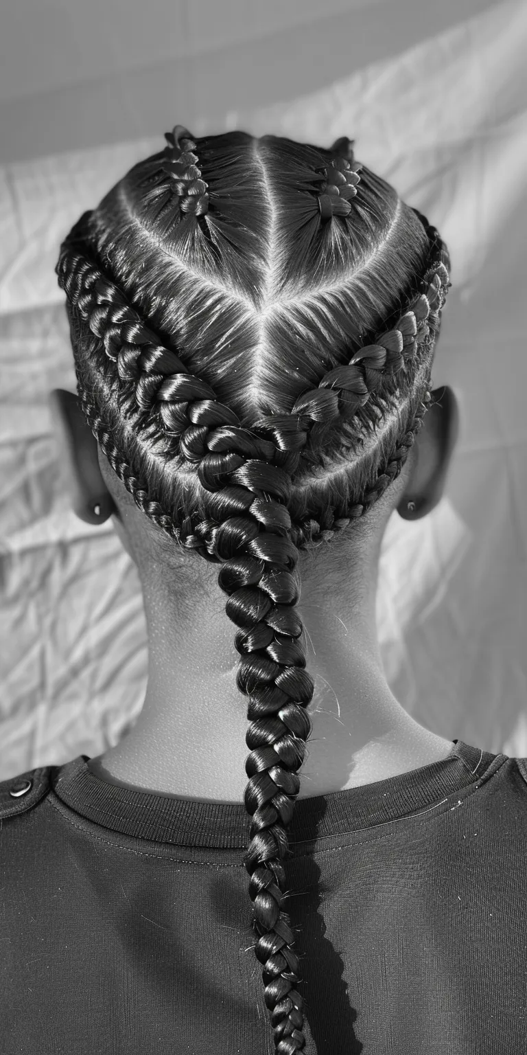 cornrow braids ponytail French braid, Waterfall braids, Hair twists, twist, Braid