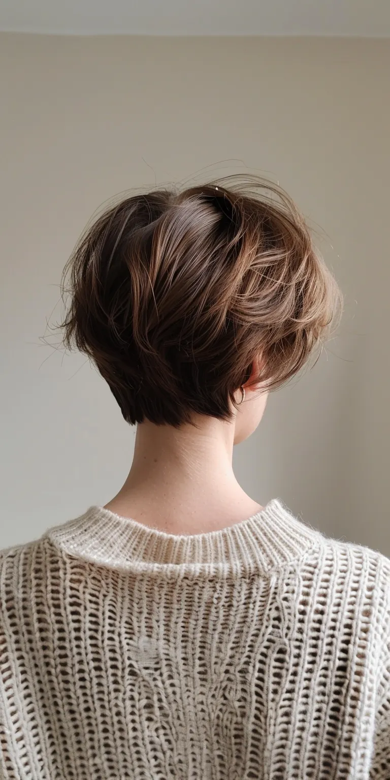 short messy haircuts Asymmetric cut, Chignon, Updo, Layered hair, Short brush cut