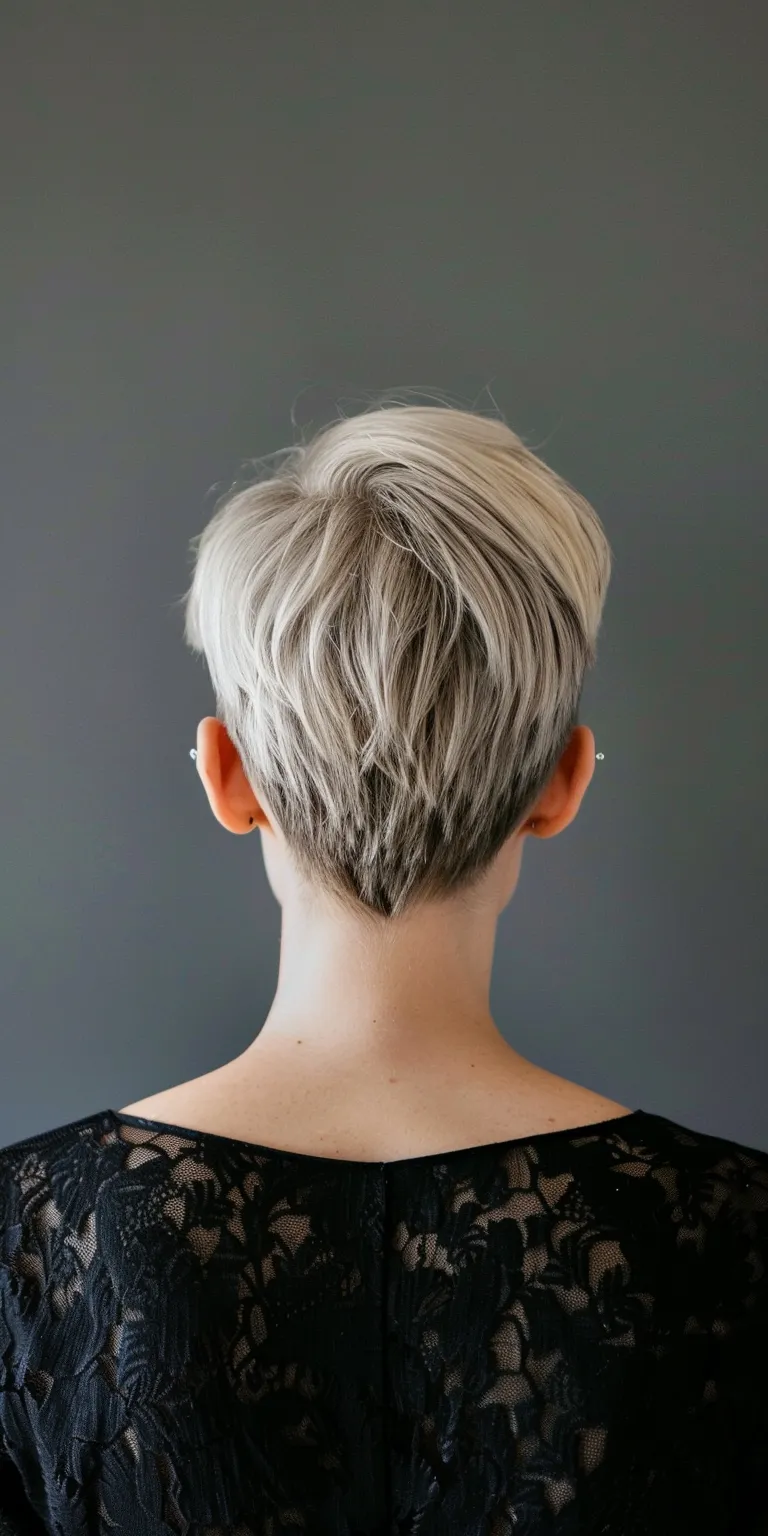 short hairstyles for women over 50 Asymmetric cut, Short brush Pixie Pompadour, Professional cut