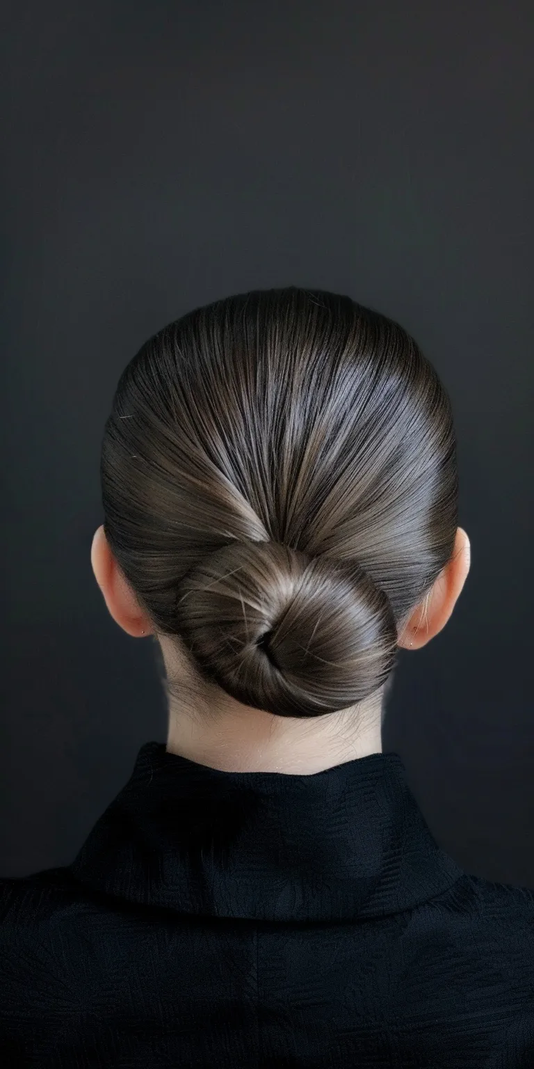 slick back hairstyle Chignon, French twist, Updo, Ballerina bun, Japanese women's hairstyles