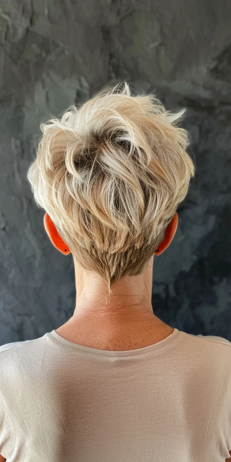 short haircuts for women over 60 Digital perm, Asymmetric cut, Short brush Updo, French twist