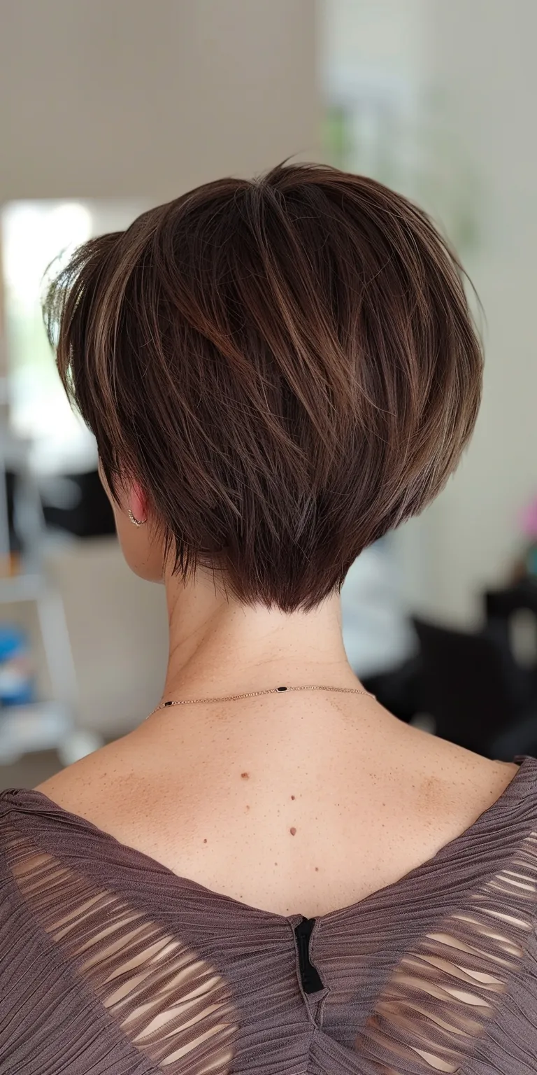 short hairstyles for thin hair Asymmetric cut, Short brush Pixie Chignon, Butterfly haircut