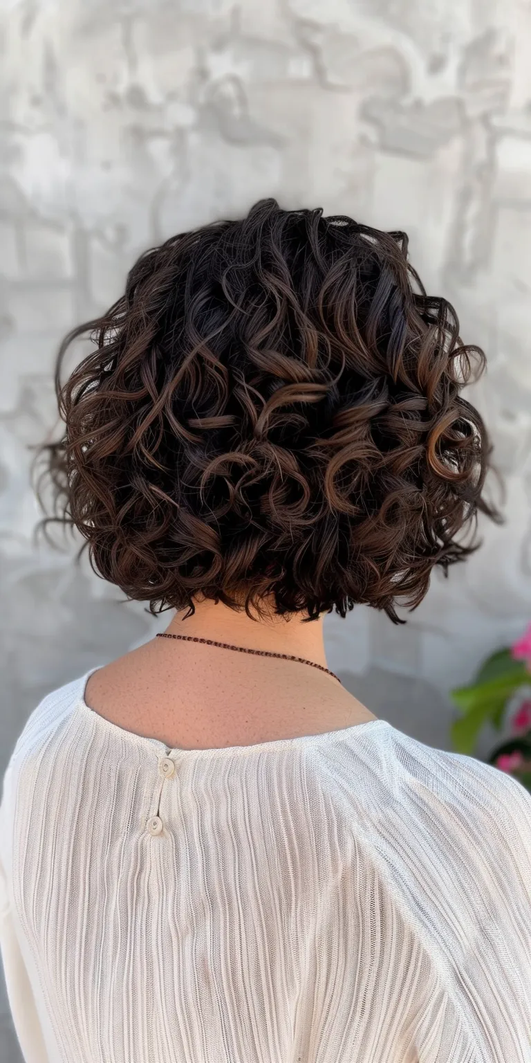 curly bob hairstyles Digital perm, Asymmetric cut, Ringlets, Updo, Layered hair