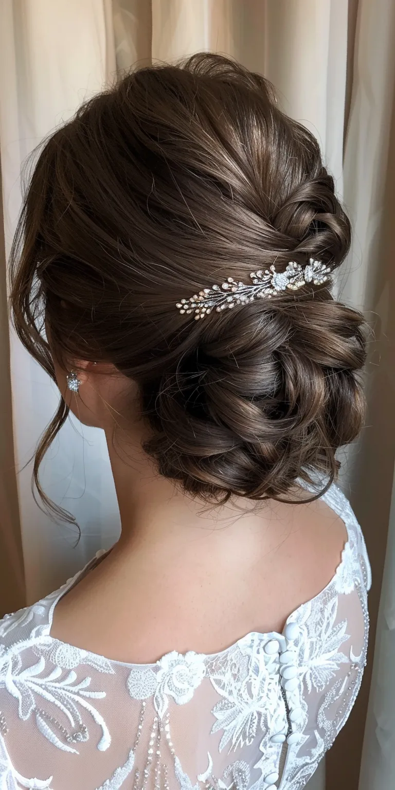 short hair wedding styles Updo, Chignon, Milkmaid braid, Waterfall braids, Boho braids