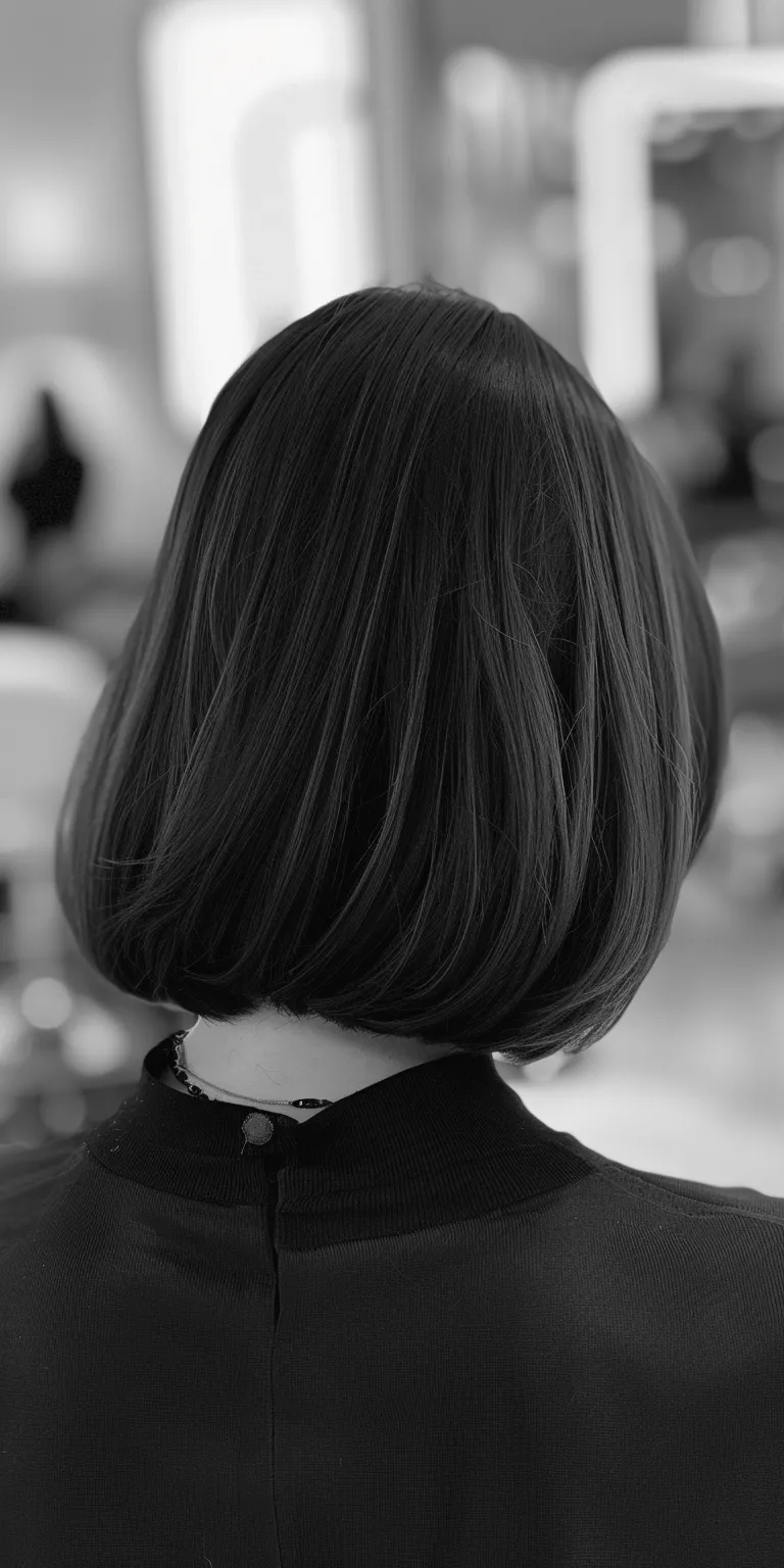 chin length haircuts Bob cut, Asymmetric Chignon, Japanese women's hairstyles, Butterfly haircut