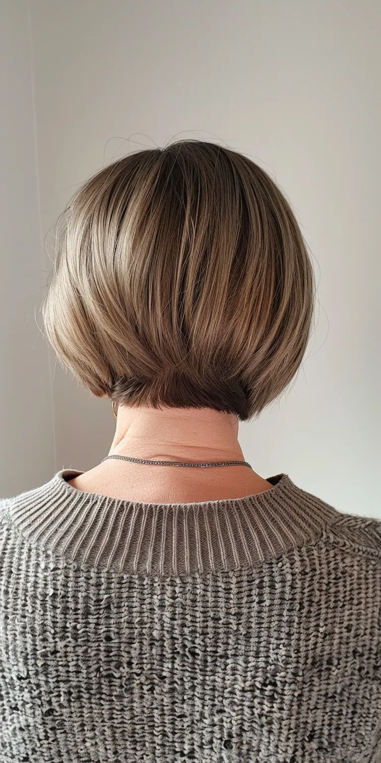 over 50 haircuts Asymmetric cut, Short brush Professional Stacked bob, French twist