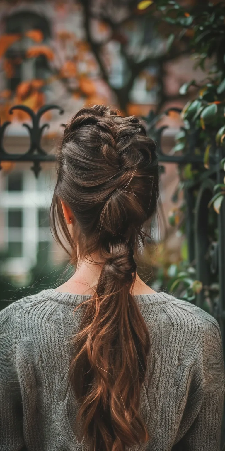 middle part hairstyle Updo, Chignon, French twist, Milkmaid braid, braid