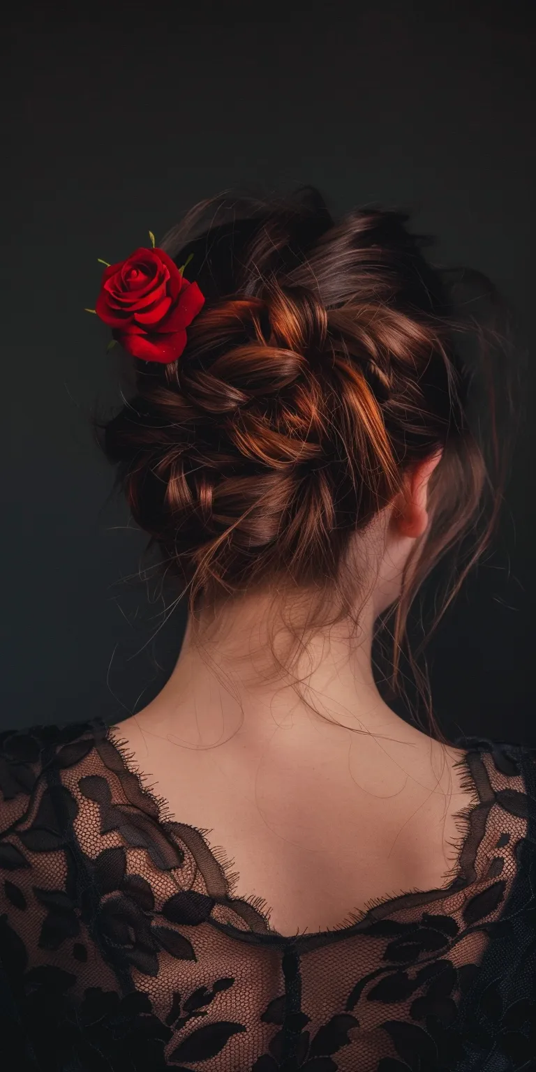 rose hairstyle Updo, Milkmaid braid, Chignon, Ballerina bun, French braid