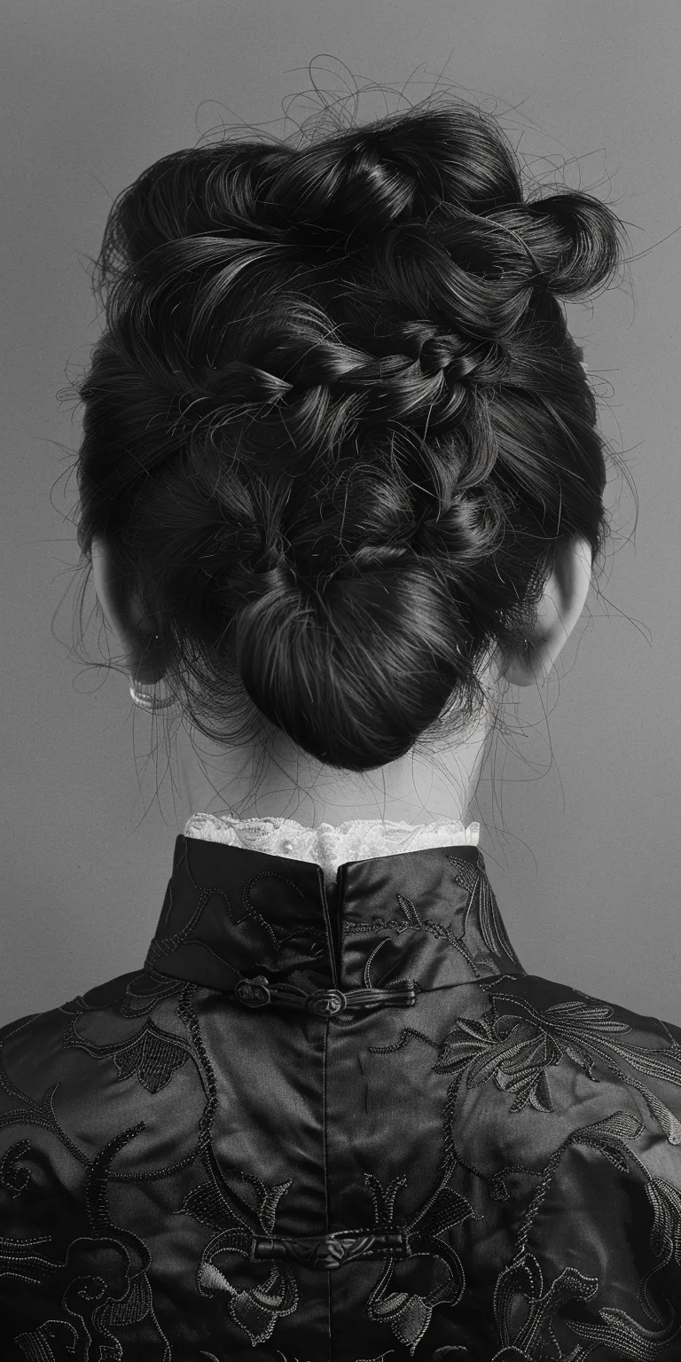 chinese hairstyle Chignon, Updo, French braid, Milkmaid twist