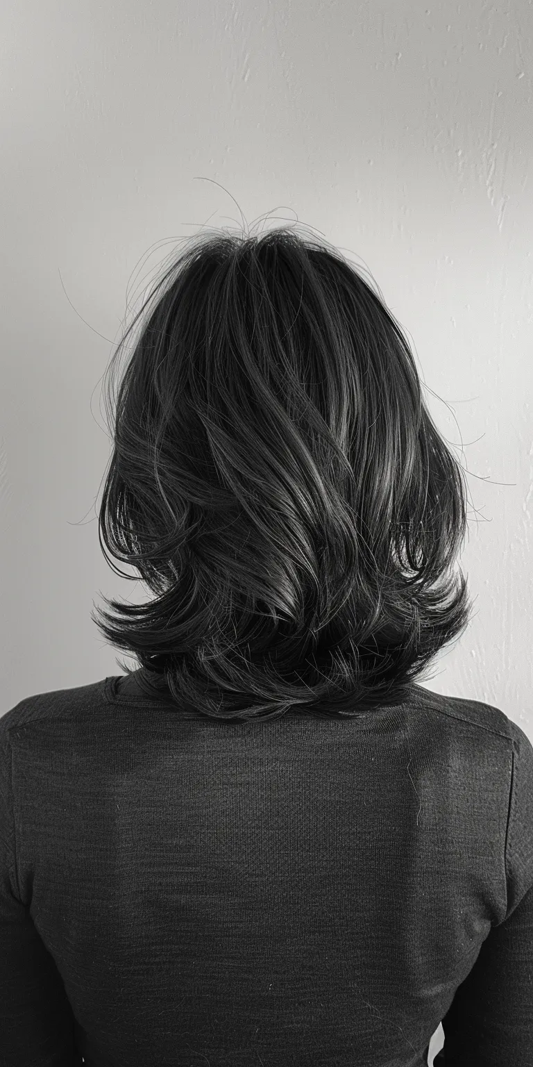 mid length haircuts Asymmetric cut, Bob Layered hair, Short brush Digital perm