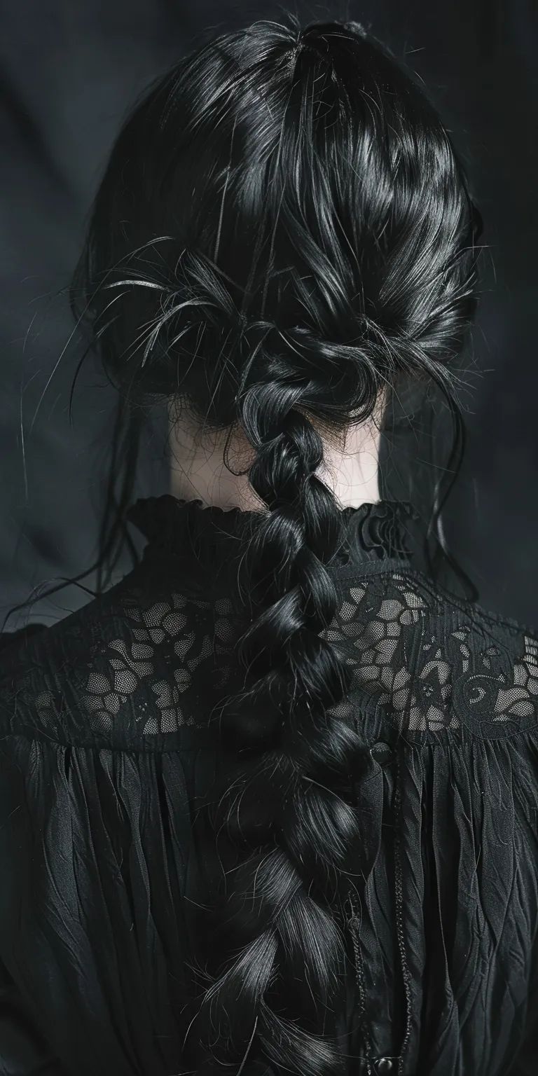 goth hairstyles Layered hair, French braid, Milkmaid Feathered Updo