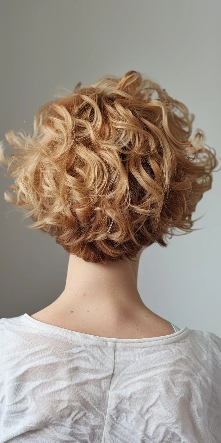 short curly hairstyles for women Digital perm, Asymmetric cut, Layered hair, Updo, Chignon