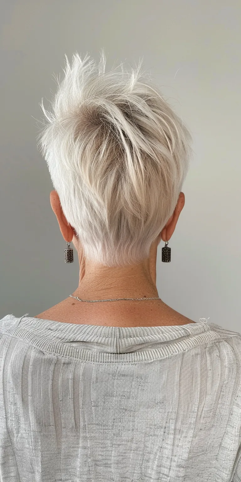 short pixie haircuts for women Asymmetric cut, Short brush Pixie back and sides, Mohawk