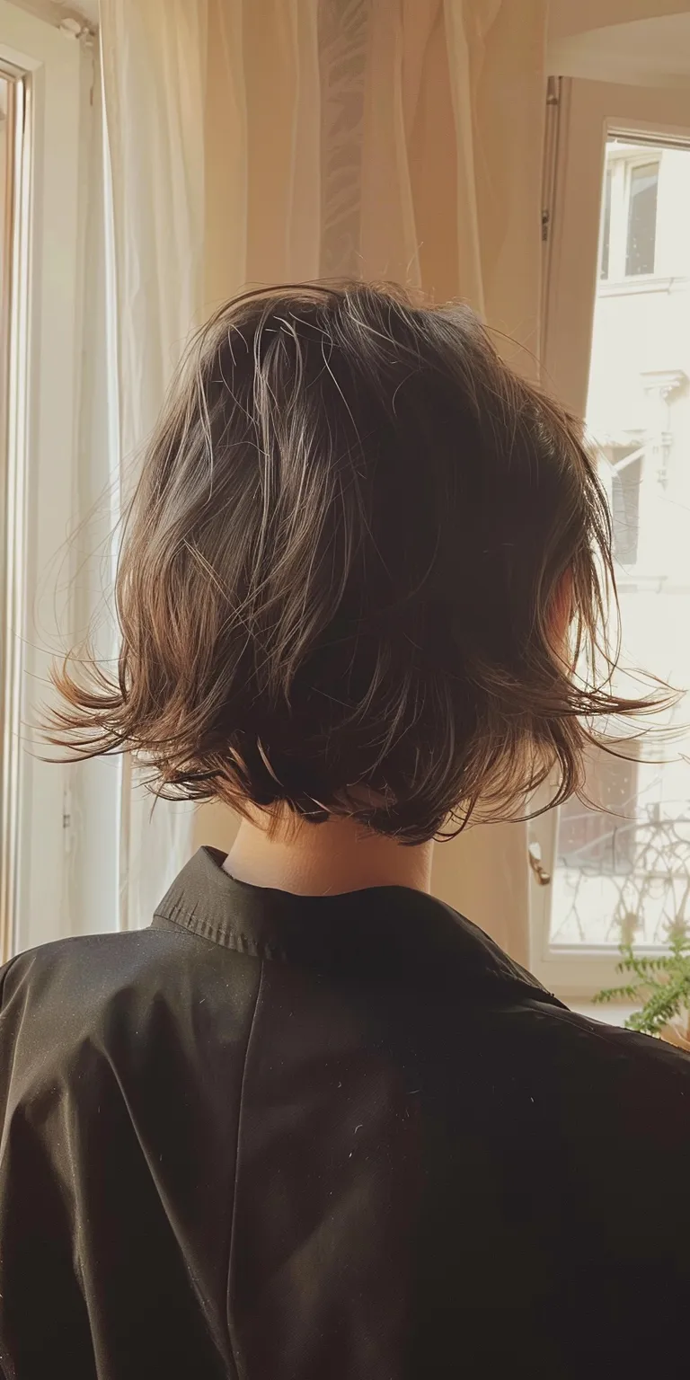 tomboy hairstyle Bob cut, Asymmetric Short brush Layered hair, Chignon