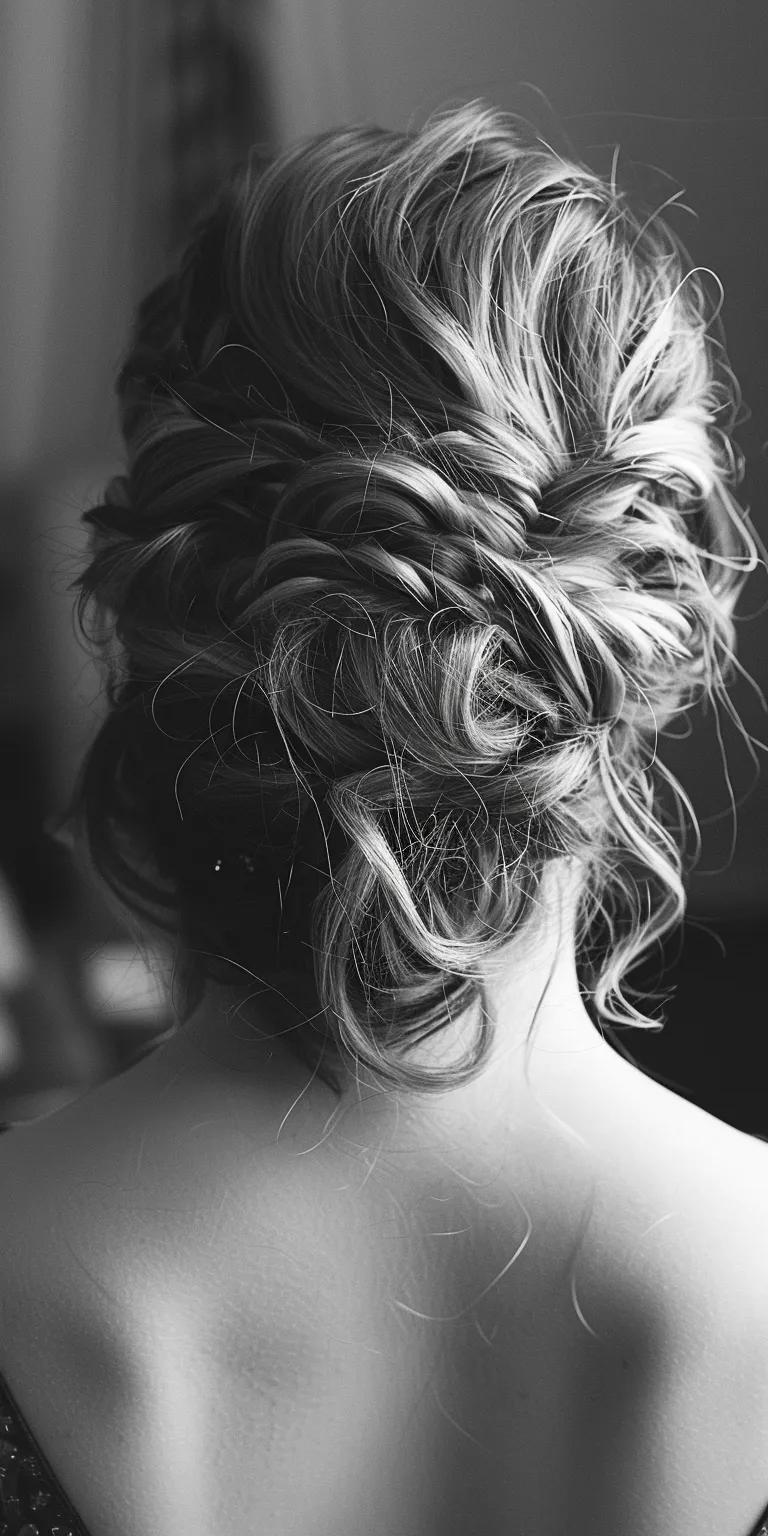 wedding guest hairstyles Chignon, Updo, Milkmaid braid, French Feathered hair