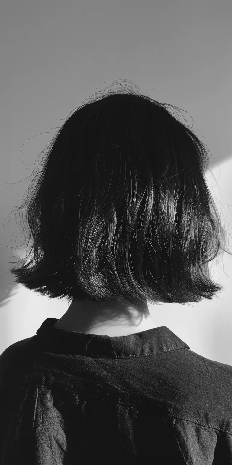 shaggy bob with bangs Asymmetric cut, Bob Short brush Japanese women's hairstyles, Butterfly haircut