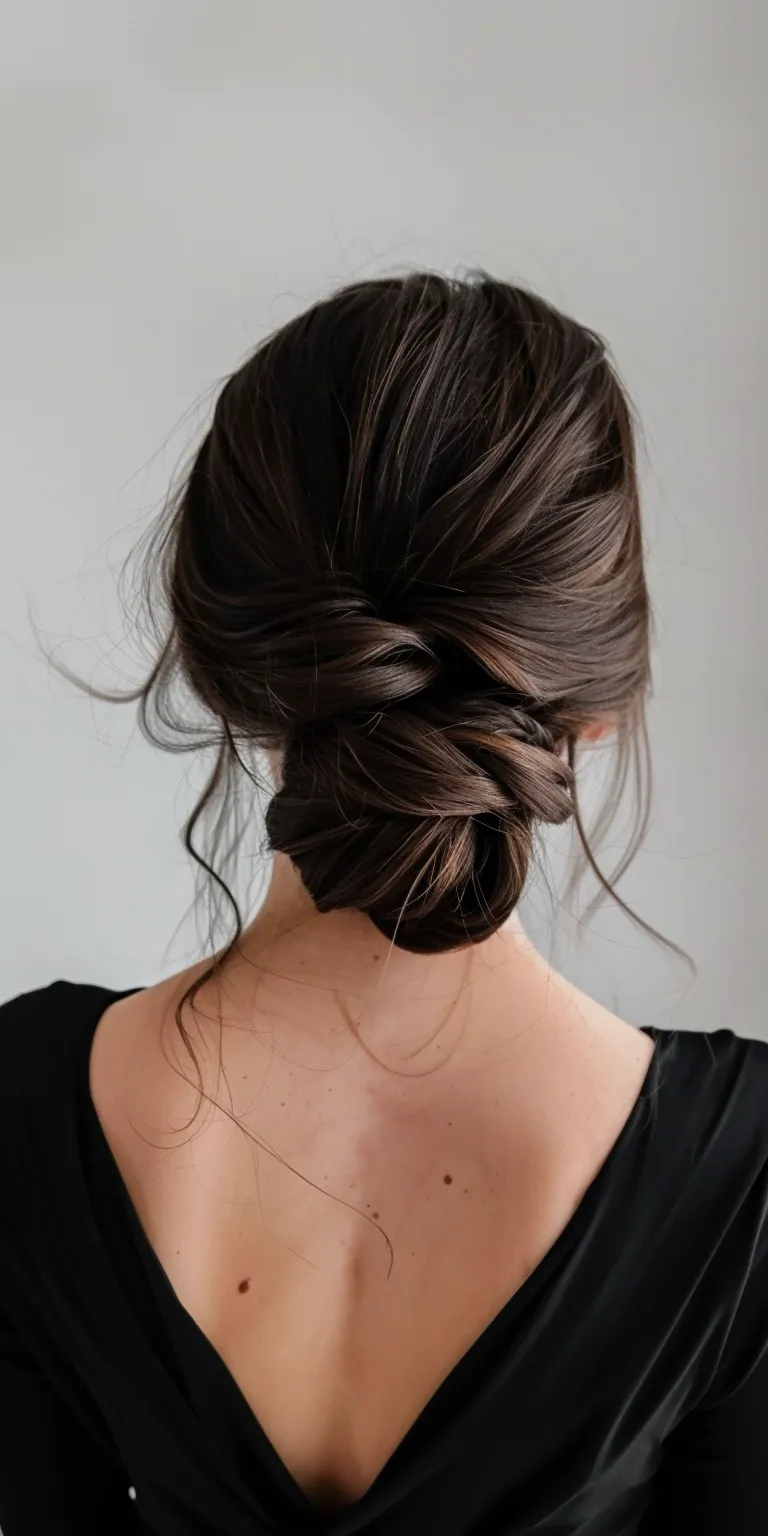 low bun hairstyles French twist, Chignon, Updo, Waterfall braids, braid