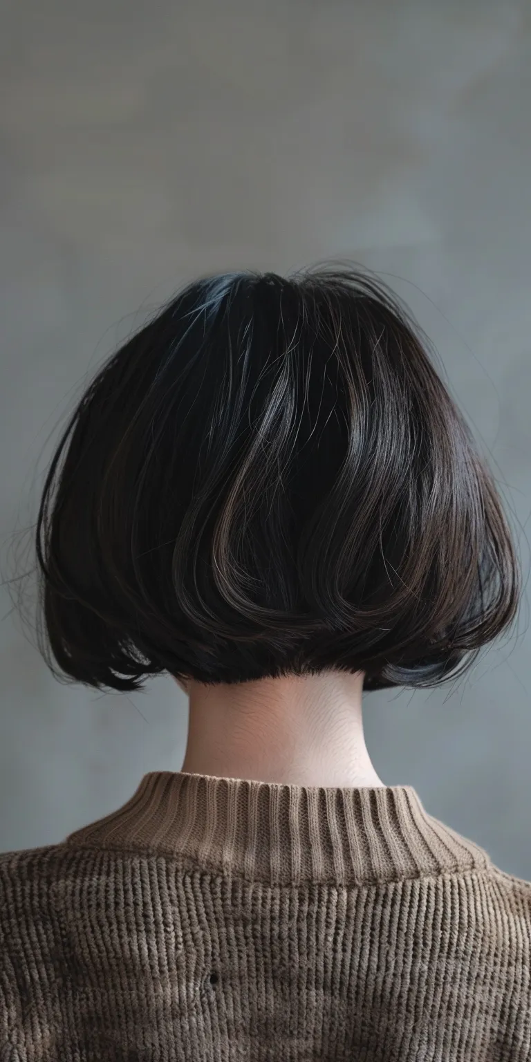 round face hairstyle man Asymmetric cut, Bob Japanese women's hairstyles, Layered hair, Short brush cut