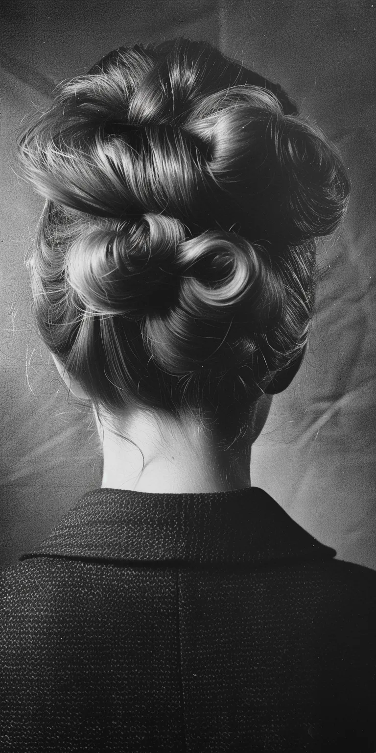 60's hairstyles Chignon, Updo, Milkmaid braid, Finger wave, French twist