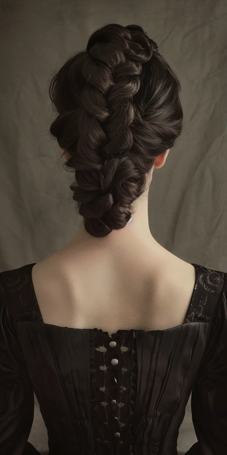 regency hairstyles French braid, Milkmaid Updo, Chignon, Waterfall braids