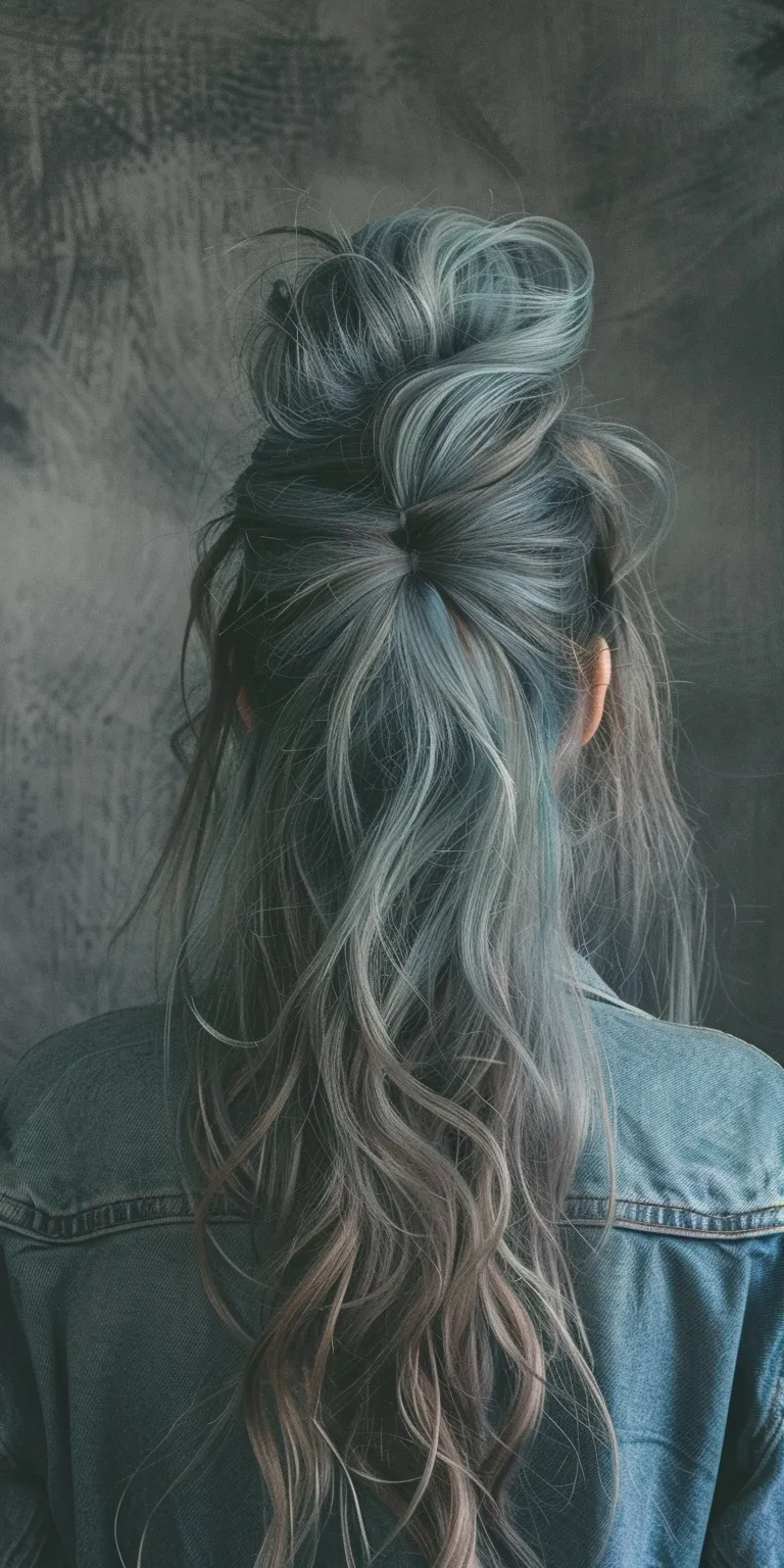 grunge hairstyles Layered hair, Mermaid Feathered Updo, Waterfall braids