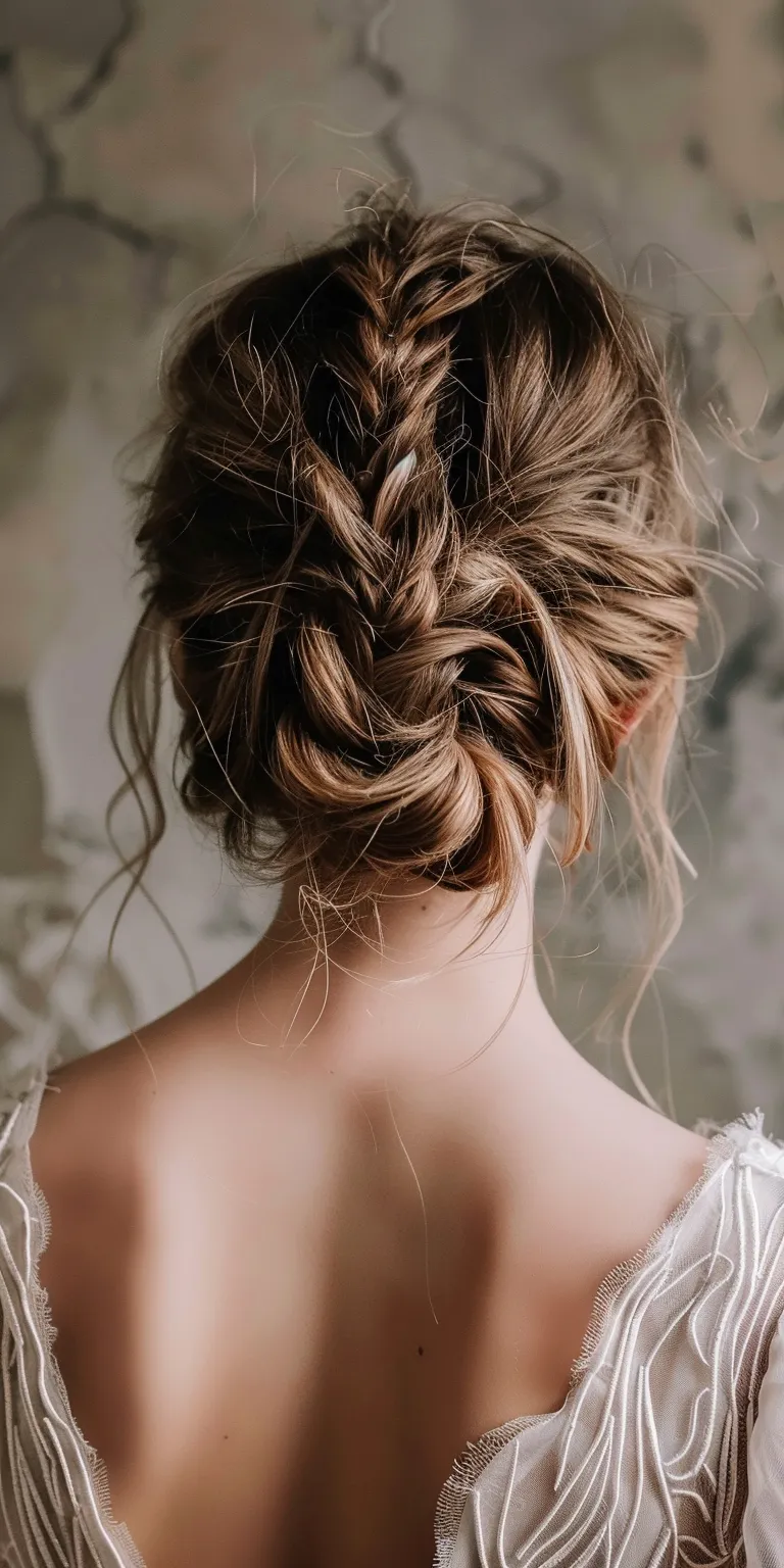 updo hairstyles for long hair Chignon, Updo, French braid, Waterfall braids, Braid