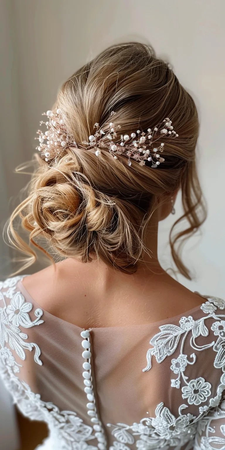 bridal hairstyles Updo, Ballerina bun, Chignon, Milkmaid braid, French twist