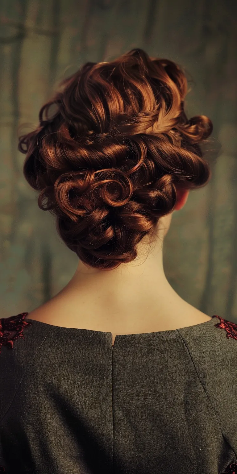 50's hairstyles Milkmaid braid, Updo, Historical Christian hairstyles, Chignon, Ringlets