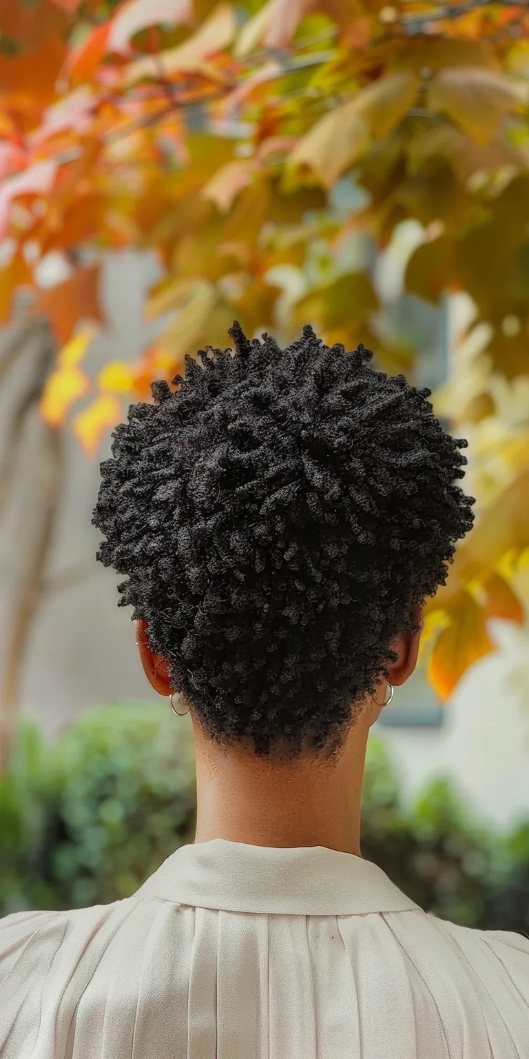 black short haircuts Afro puffs, Kinky hair, Digital perm, French twist, Crochet braids