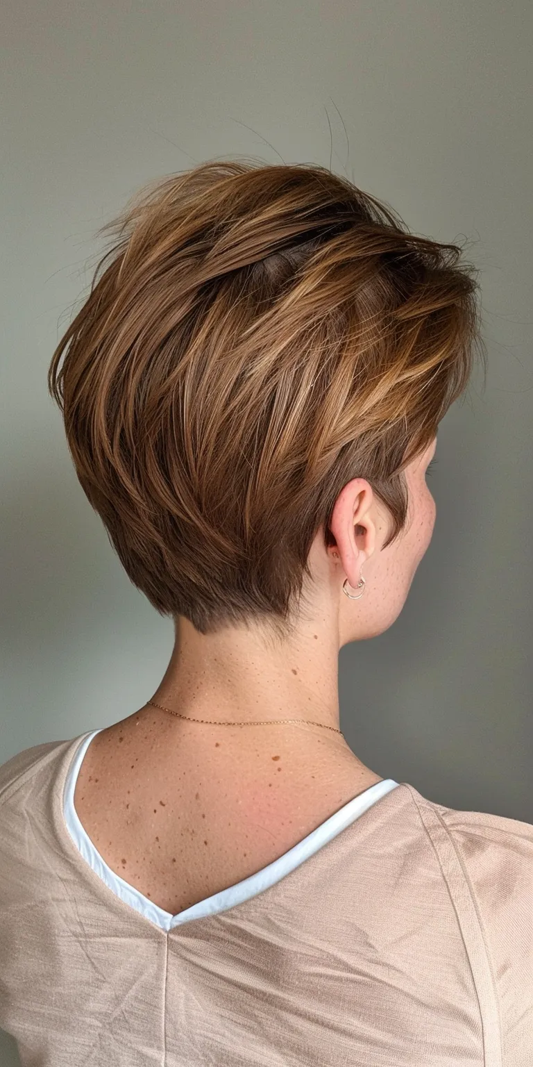 short hairstyles for thin hair Asymmetric cut, Short brush Pixie Chignon, Digital perm