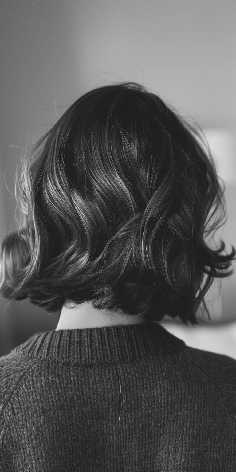 mid length hairstyles Bob cut, Ringlets, Layered hair, Asymmetric Chignon