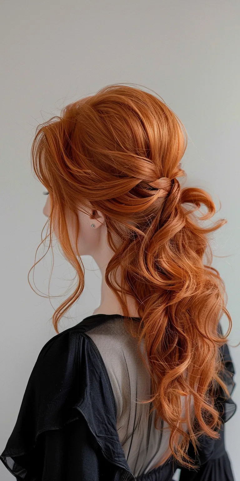 wig hairstyles Updo, Chignon, French twist, Braid, Milkmaid braid