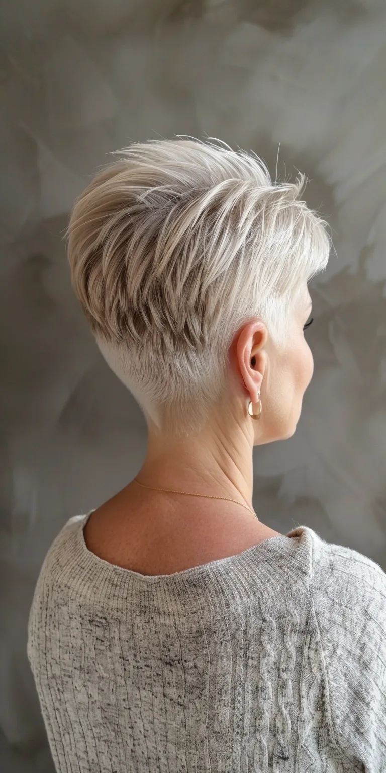 short hairstyles for thin hair Asymmetric cut, Short brush Pixie Pompadour, back and sides