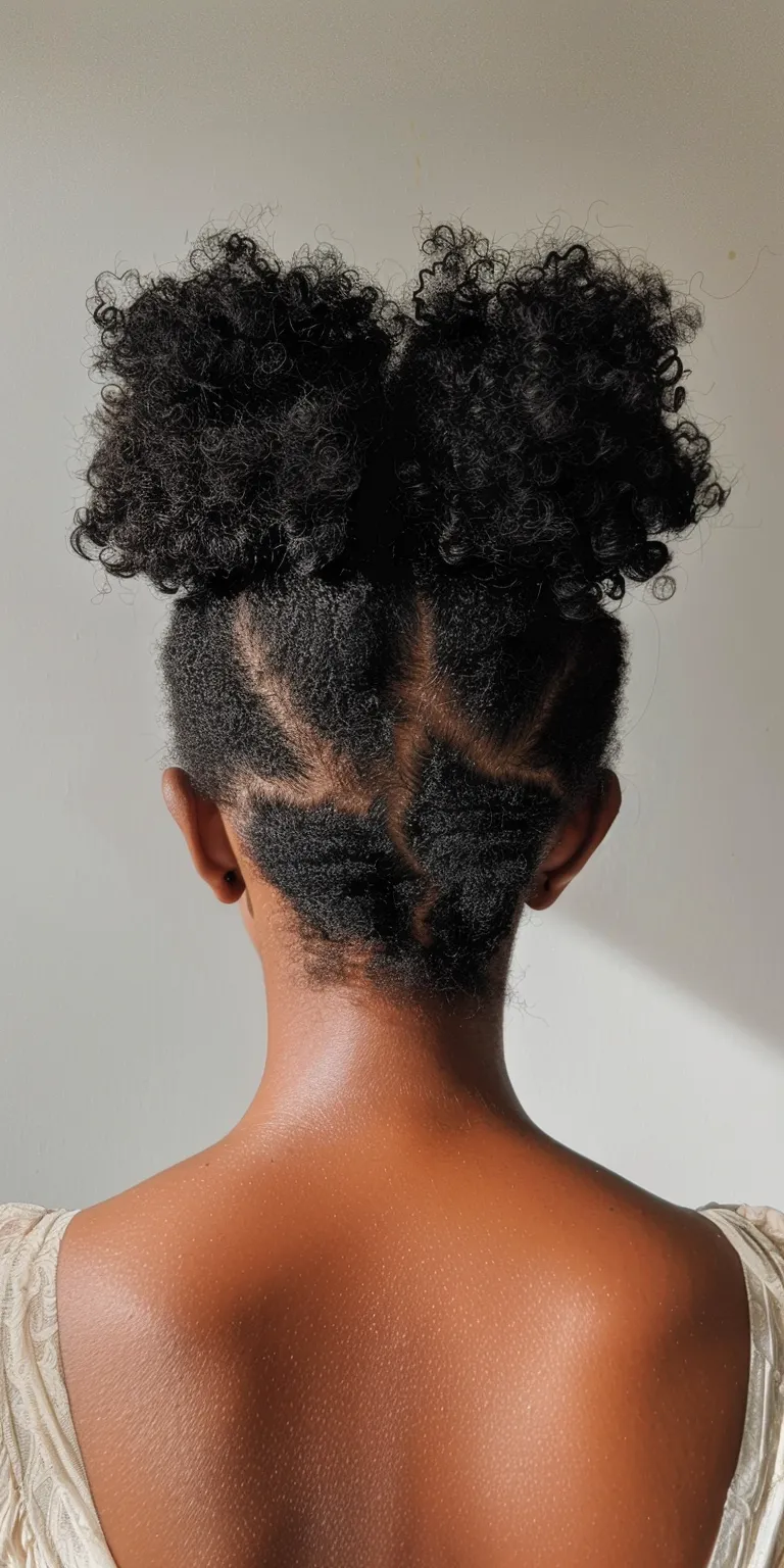 puff hairstyle Kinky hair, Asymmetric cut, Afro puffs, French twist, Hair twists